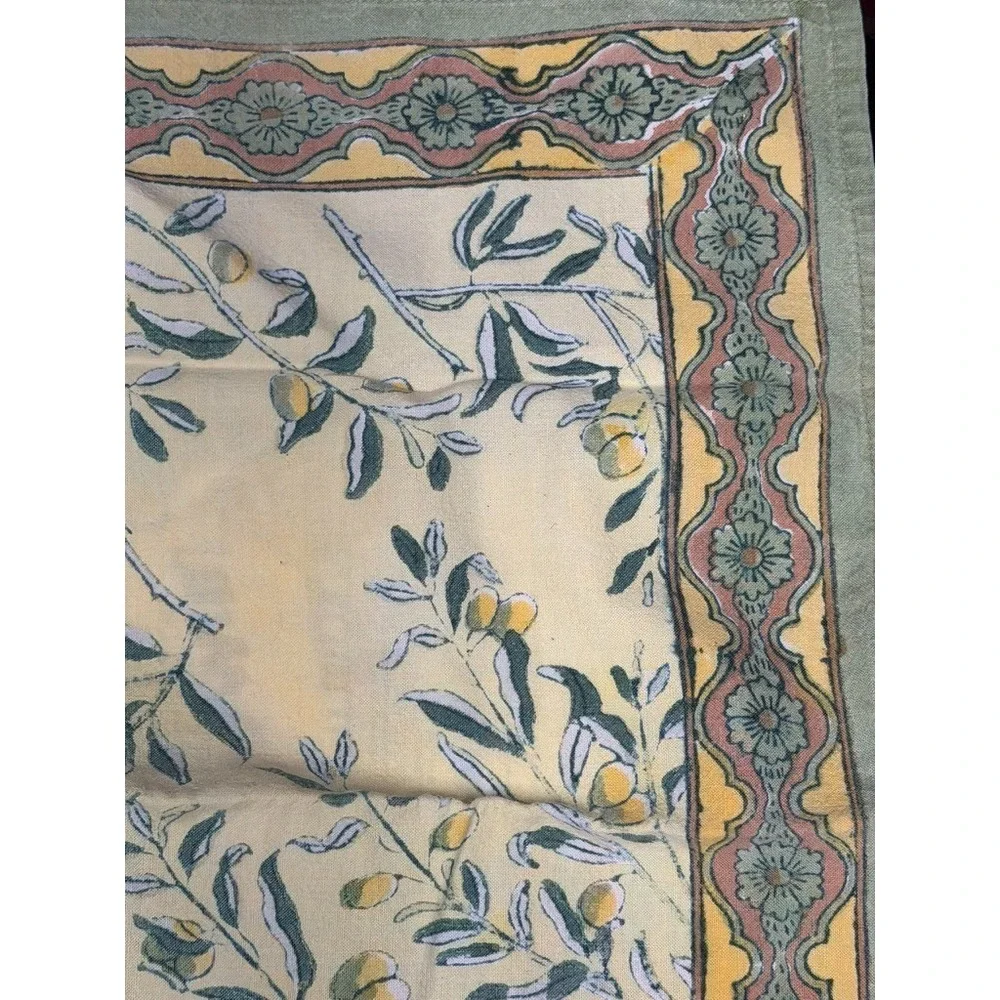 4 Couleur Nature by Bruno Lamy Olive Branch Print Cloth Cotton Napkins 19